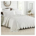 thumbnail image 3 of 3-Piece 100% Cotton Oversized Bedspread Lightweight Quilt Coverlet Embroidery Farmhouse Bedding Set (TK White, Queen (100"x106")), 3 of 9