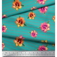 thumbnail image 3 of Soimoi Green Heavy Canvas Fabric Stripe & Freesia Floral Print Sewing Fabric Yard 58 Inch Wide, 3 of 3