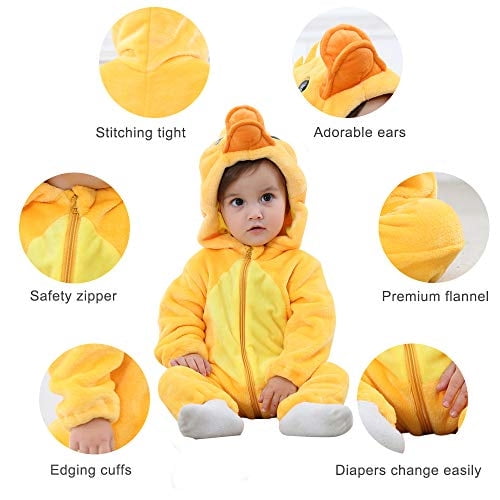 MICHLEY Unisex Bebé Invierno Con Capucha Mameluco Franela Panda Estilo Cosplay Ropa ,100cm Michley MICHLEY