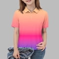 thumbnail image 2 of Edvintorg Girls Clothes Back To School Fashion Gradient Short Sleeve Tops Summer Turndown Collar Casual Shirts with Buttons Size 5-15, 2 of 7