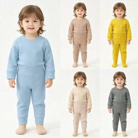 6-12Months Infant Boys Solid Thermal Underwear Set,Long Sleeve Top and Pants,Soft Warm Base Layer for Boys