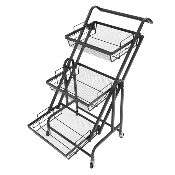 3-Tier Adjustable Metal Rolling Utility Cart - Multi-Functional Storage Cart with Heavy-Duty Wheels for Kitchen, Office, Garage, and Home Organization