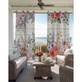 thumbnail image 4 of Pink Flowers Blackout Curtains 72 Inches Long, Spring Floral Elegant Pastoral Wooden Thermal Insulated Black Out Curtains, Darkening Window Curtain Drapes for Bedroom Living Room 52"x72" 2 Panels, 4 of 9