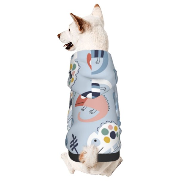 Fotbe Cute Chameleons On Blue Sudadera con Estampado para Perros Pequeños – Suéter con Capucha para Mascotas, Tela Suave de Forro Polar con Bolsillo-Medium