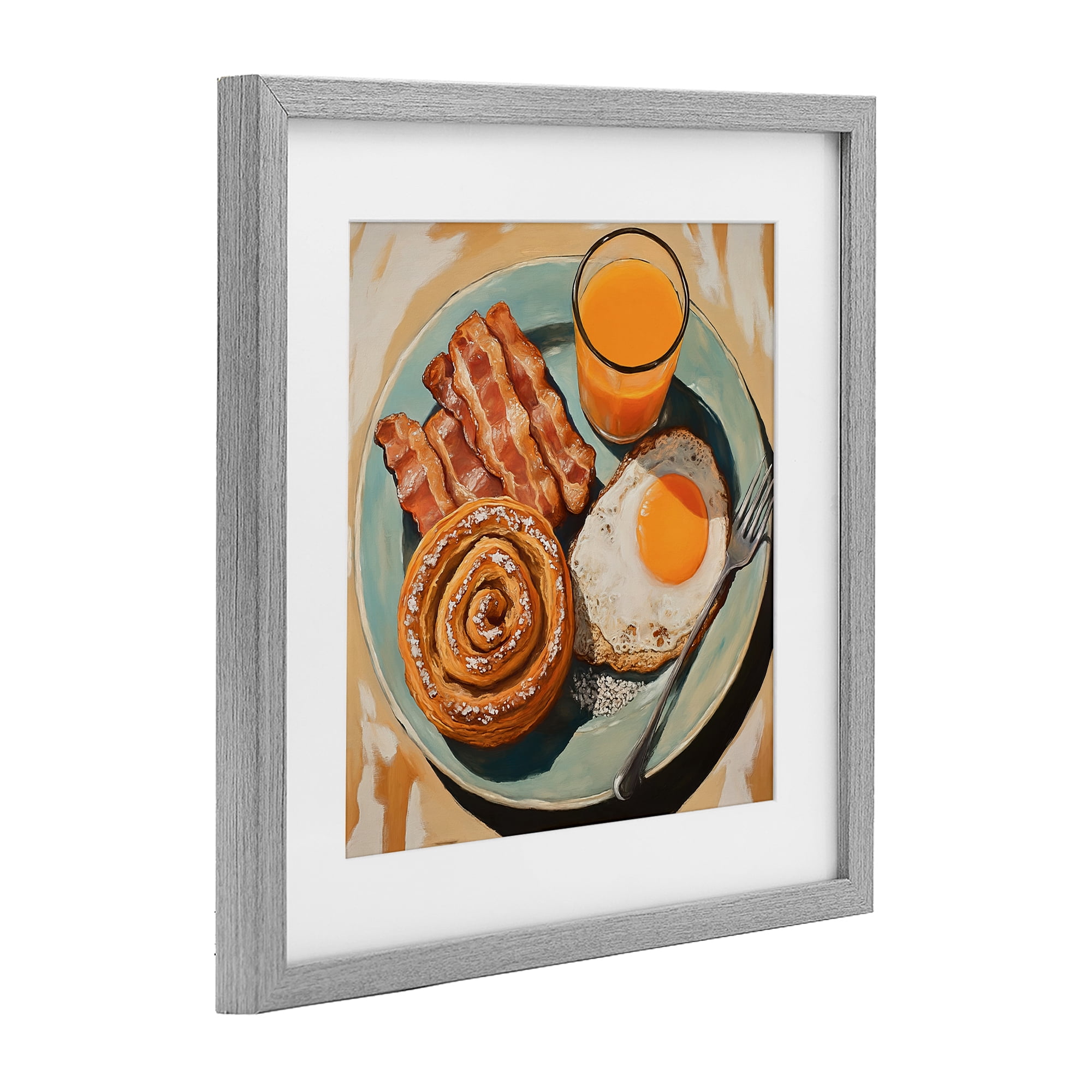 Stupell Industries Cinnamon Roll Breakfast Gray Framed Print Under Glass, design by Tina LeCour
