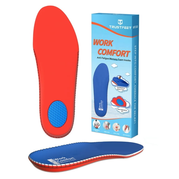 Trustfeet Work Comfort Anti Fatigue Insoles,Memory Foam Insoles for All Day Shock Absorption,Work Boot Shoe Inserts for Men Women,Provide Long-Lasting Cushioning Support for Everyday Use-D