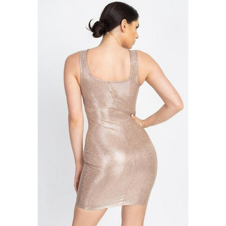 Metallic glitter cheap mini dress