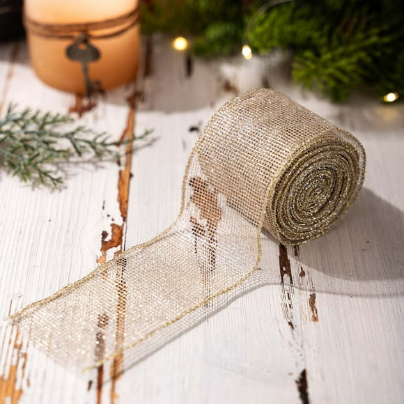 Christmas Webbing Rolls Decorated With Bow Ribbons And Christmas Ribbons