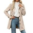 thumbnail image 2 of Huowey Women Trench Coat Plus Size Mid Length Double Classic Coat Winter Notched Lapel Collar Jacket Autumn Winter Fashion Outerwear,Beige,L, 2 of 6