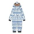 thumbnail image 2 of Odeerbi Christmas Onesie Pajamas for Family Holiday Sleep Jumpsuit Long Sleeve Family Christmas Pajamas Matching Sets Toddler Lattice Print Plush Jumpsuit Sleepwear PJs Set Light Blue, 2 of 4