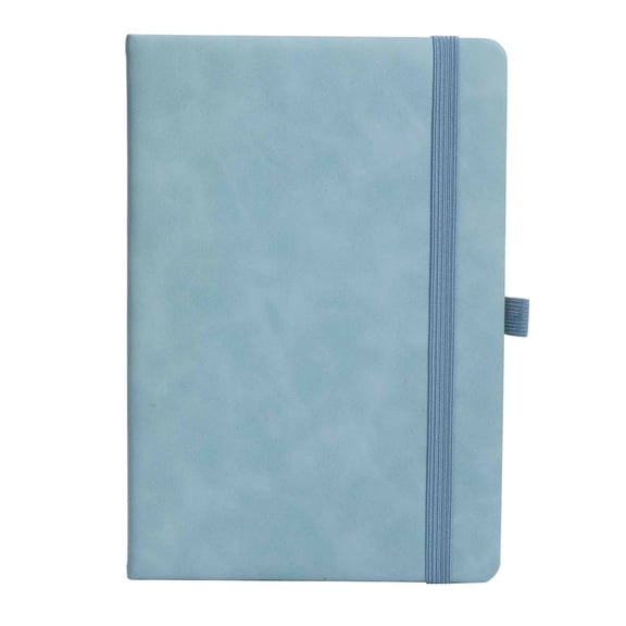 Sahpxhe Strap Notebook with Elastic Closure and 200 Pages of College Ruled Thick Paper Inner Pockets and Ribbon Bookmark for Journaling Note Taking and Planning Blue