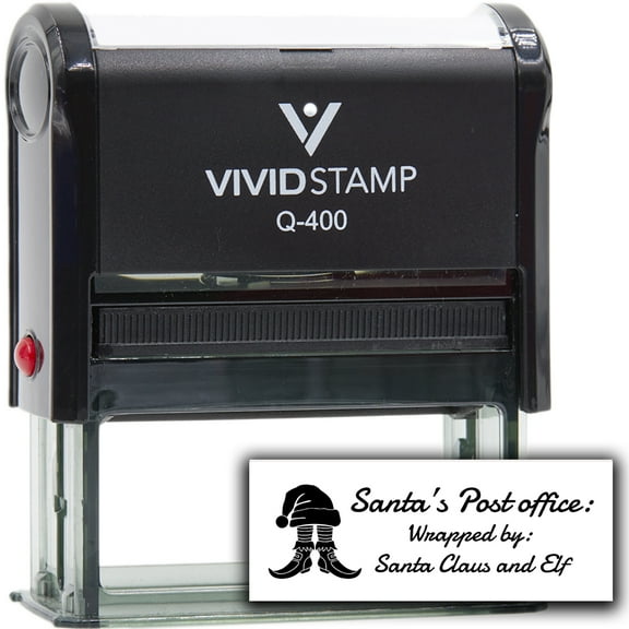 All Quality Santa's Post office: Wrapped by: Santa Claus and Elf | Christmas Gift Stamp | Festive Season (Black Ink) - Q-400