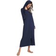 thumbnail image 3 of Womens Zip Up Robe Nightgown Long Hooded Sweatshirt Bathrobe Long Sleeve Housecoat Lounger With Pockets, 3 of 4