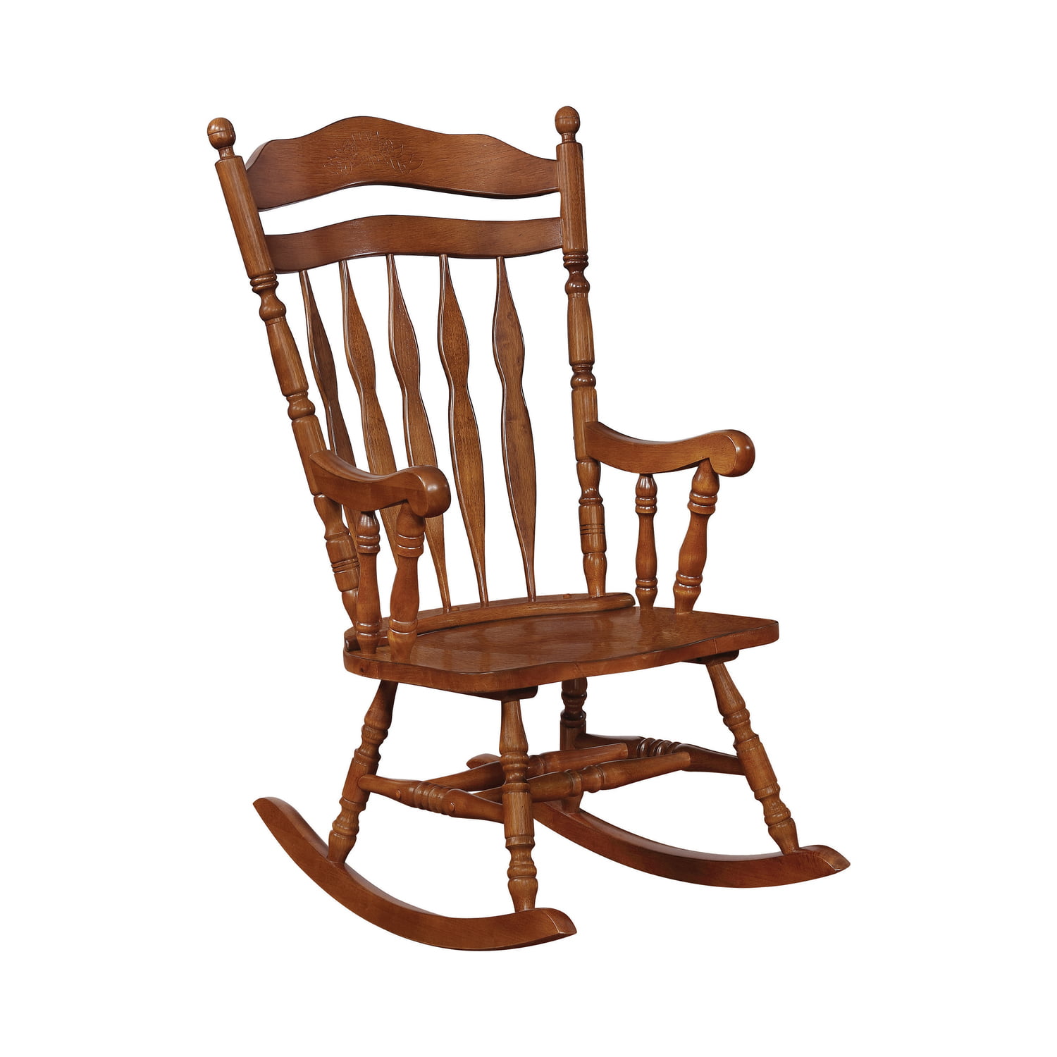 Coaster Windsor Rocking Chair Medium Brown Finish Medium Brown Style Traditional Walmart Com Walmart Com