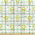 thumbnail image 2 of Cartoon Sofa Upholstery Fabric by the Yard, Ornamental Smiling Lion Faces on Nautical Art Theme Background, Decorative Fabric for DIY and Home Accents, White Mustard and Pale Pink by Ambesonne, 2 of 5