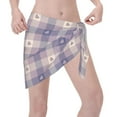 thumbnail image 3 of Kll Heart Check Plaid Print Women'S Sarong Coverups Short Bathing Suit Wrap Skirt Beach Wrap Swimsuit Cover Ups, 3 of 7
