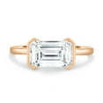 thumbnail image 2 of 2.00Ct Emerald Moissanite East West Half Bezel Solitaire Engagement Ring, 14K Rose Gold, US 6, 2 of 8