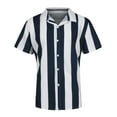 thumbnail image 4 of Mens Shirts Men's Shirt Short-sleeved Mercerized Cotton Striped Color-blocking Slim Fit clearance clothes under $10.00, 4 of 9