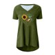 thumbnail image 4 of Puntoco Mujer Casual Tallas grandes Impresión Cuello en V Manga corta Camiseta larga Blusa top Puntoco Puntoco-5852, 4 of 5
