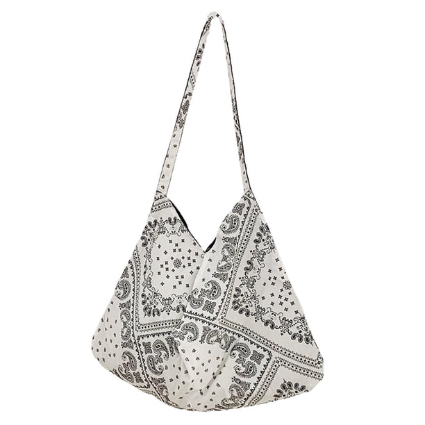 Bolso Bandolera Zulema Casual, Cierre Magnético, Lona Cómoda de viaje, Bohemio, Blanco