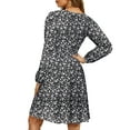 thumbnail image 3 of UVN Vestidos de Otoño para Mujer, Vestido Midi de Manga Larga con Cuello en V y Corte a, Vestido Veraniego con Estampado Floral de Playa Boho, 3 of 7