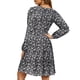 thumbnail image 3 of UVN Vestidos de Otoño para Mujer, Vestido Midi de Manga Larga con Cuello en V y Corte a, Vestido Veraniego con Estampado Floral de Playa Boho, 3 of 7