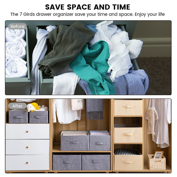 Closet Storage Box with Handle,Washable Foldable Drawer Clothing Organizer  for Underwear Socks Scarves Dress Pants T-shirt 