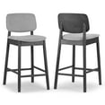 thumbnail image 2 of Set of 2 Aled Gray Fabric Bar Stool with Side Wings and Tufted Buttons, 2 of 7