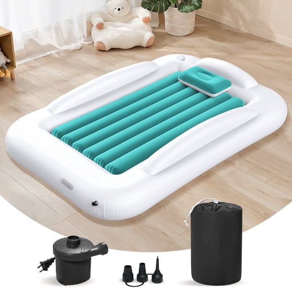 53 Inch Small Inflatable Air Bed with Bumpers, Portable Blow up Mattress with for Home, Camping, Travel