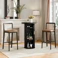 thumbnail image 3 of 36" Tall Round Bar Table, Black Tambour Dining Table with Three-Layer Storage Shelf for Balcony, Kitchen, Living room, 3 of 8