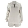 thumbnail image 3 of Ketyyh-chn99 Ensembles Courts pour Femmes Dames Shorts Hauts Mode Uni Manches Courtes Col Rond Pantalon à Cordon Chemises Ensembles Gris,m, 3 of 5
