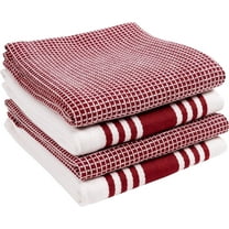 KAF Home Madison Cotton Kitchen Towels Set, Soft and Absorbent Dish Towels, 18” x 28”, Wine, 4 Pack