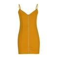 thumbnail image 5 of Summer Saving Wycnly Dresses for Women Party Club Sexy Wrap Bodycon Zipper Strap Mini Dresses V-Neck Sleeveless Solid Summer Short Formal Dress Gold XL, 5 of 6