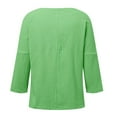 thumbnail image 5 of oqasdz Womens Sweaters Round Neck Cotton Linen Solid Color Thin Long Sleeve Breathable Fall Retro Fashion Tops Casual Versatile, 5 of 5