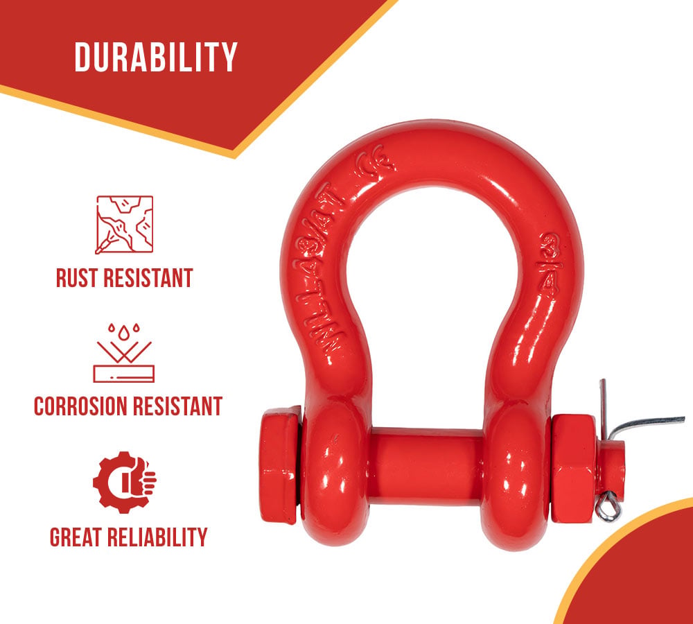 8 Pack 3/4" Anchor Shackle Forged Carbon Steel w/Safety Screw Pin Load Limit 9,500 lbs, Double Rust Protection Heavy Duty D Ring Bolt Type Shackle for Towing, Rigging, Vehicle Recovery