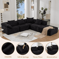 thumbnail image 5 of 142" L-Shaped Modular Sofa Set, 5-Piece Convertible Sleeper with Reconfigurable Design, No Assembly Required, Chenille Fabric, Black, 5 of 9