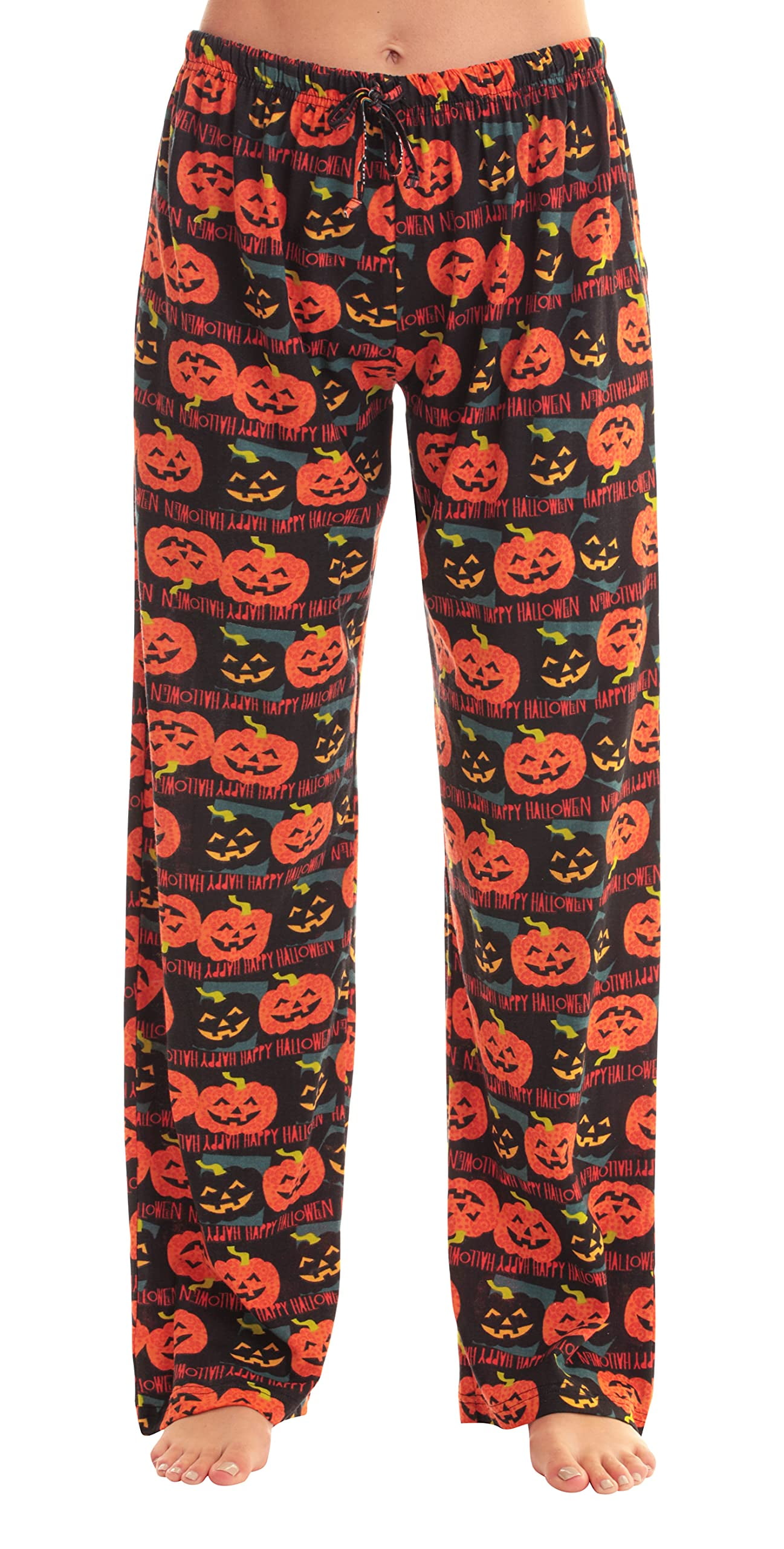 Just Love Women Pajama Pants Sleepwear (Black - Halloween Pumpkins ...