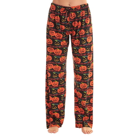 Just Love Women Pajama Pants Sleepwear (Black - Halloween Pumpkins  X-large)
