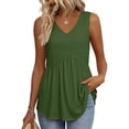 thumbnail image 2 of Qwertyu Womens Tank Tops Casual Sleeveless Tops for Women Dressy V Neck Babydoll Tank Tops Flowy Summer Shirts Army Green 2XL, 2 of 5