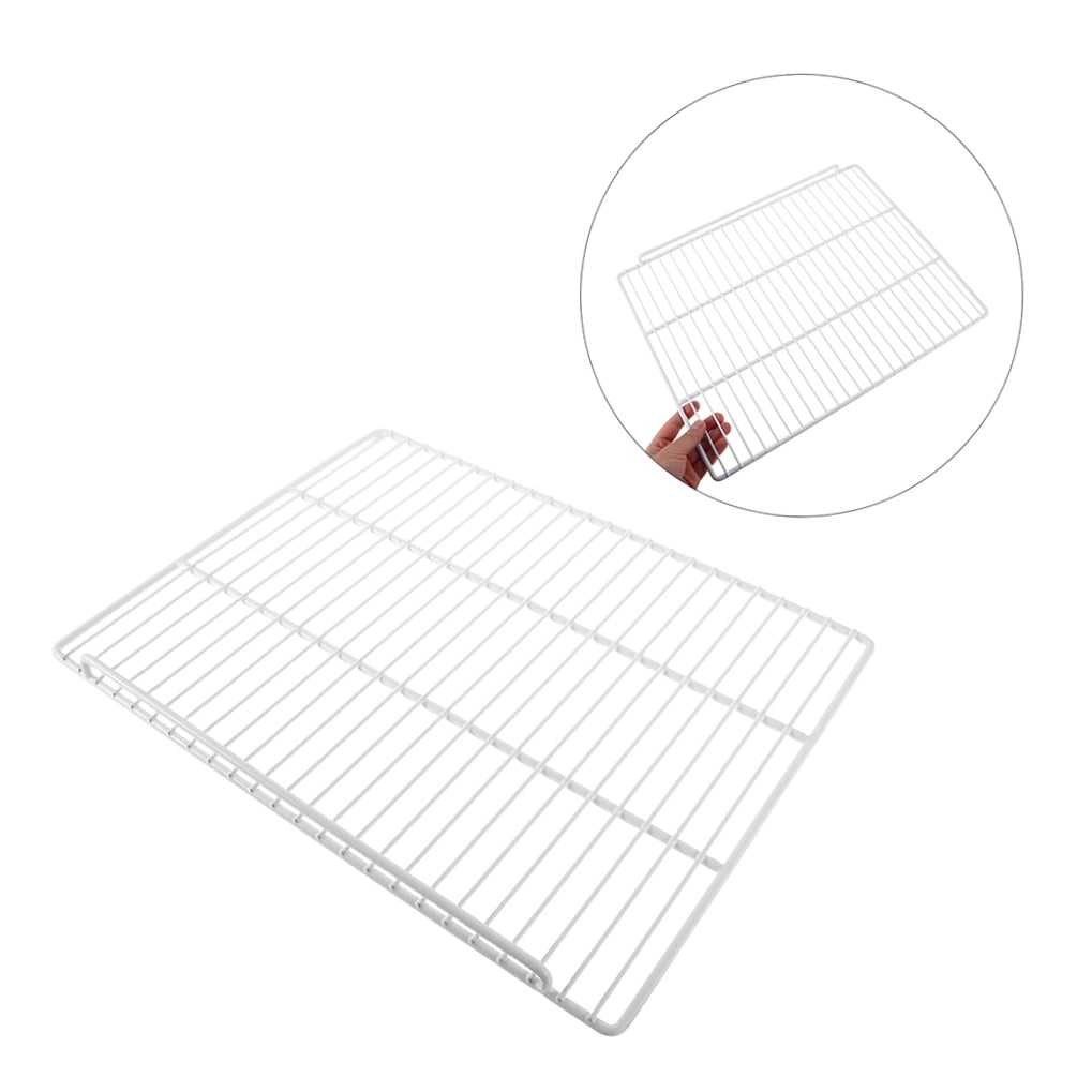 OUNONA Heavy Duty Refrigerator Shelf Divider with Open Grid Design, Clear View White Steel Mesh Organizer for Kitchen Storage