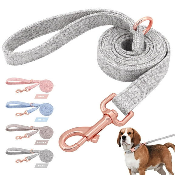 Pet Artist Soft Tweed Dog Leash Rope Walking Leashes for Pet 5ft Long Rose Gold Clip