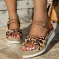 thumbnail image 2 of Boho Espadrilles Wedge Sandals for Women 2025 Ethnic Beach Bow Open Toe Ankle Strap Platform Dress Sandals, 2 of 8
