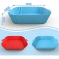 thumbnail image 4 of Air Fryer Silicone Liners 2Pcs, Reusable Air Fryer Square Liner, Heat Resistant Easy Cleaning Air Fryer Silicone Pot for 3 to 6 Qt for Air Fryer Accessories (Red+Bule), 4 of 6