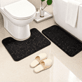 thumbnail image 3 of Bathroom Rugs Sets 2 Piece , Minimalist, Non Slip Washable Bath Mat and U-Shaped Toilet Rug (Black), 3 of 7