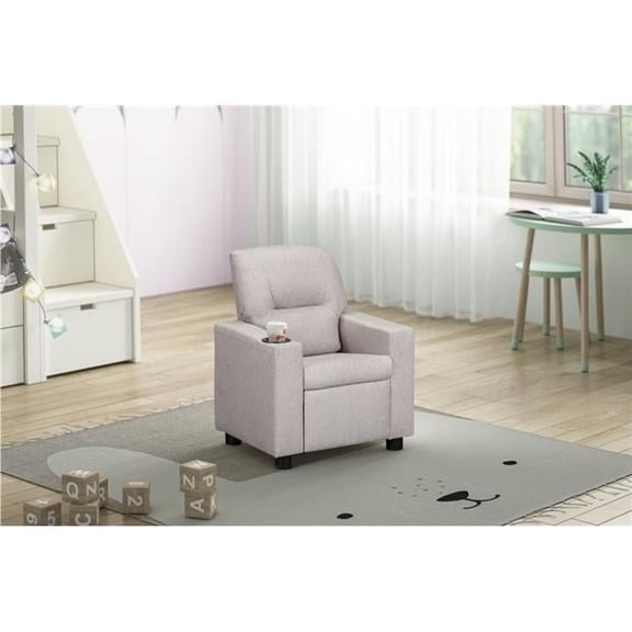 Olive & Opie Oakley Kids Recliner in Greige