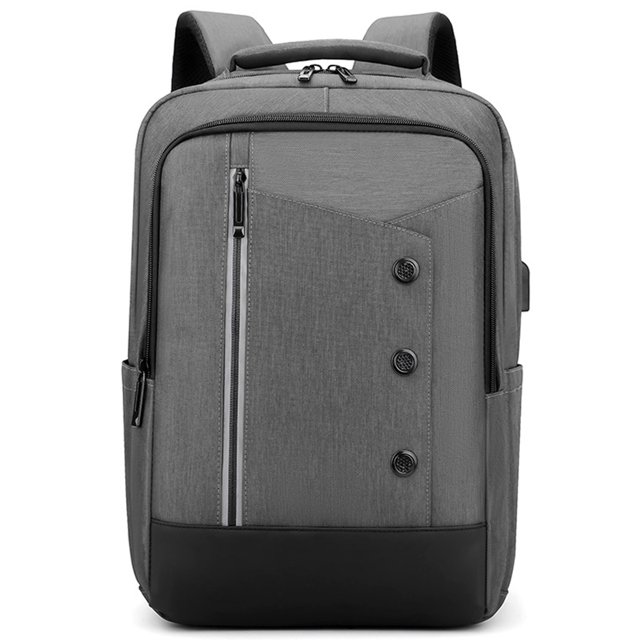 Mochila para portátil de viaje de negocios, bolsa para portátil con puerto de carga USB, gris oscuro