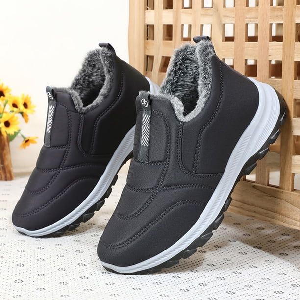Botas de nieve para hombre, botines térmicos ligeros, zapatillas antideslizantes, zapatos de invierno cómodos de piel gruesa para deportes al aire libre
