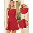 thumbnail image 2 of DARING DIVA Women's Sleeveless Boat Neck A Line Office Work Dress M Red, 2 of 6