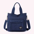 thumbnail image 5 of Bolso bandolera de lona con correa ajustable, neceser de maquillaje de lona (azul), 5 of 5