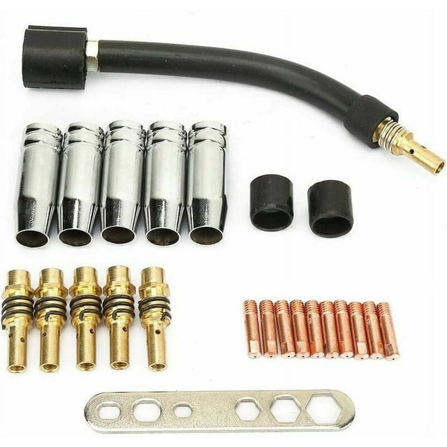 Kit de 24 piezas de consumibles de soldadura de contacto MIG de 0,8 mm compatible con pistola de soplete de soldadura Binzel 15AK